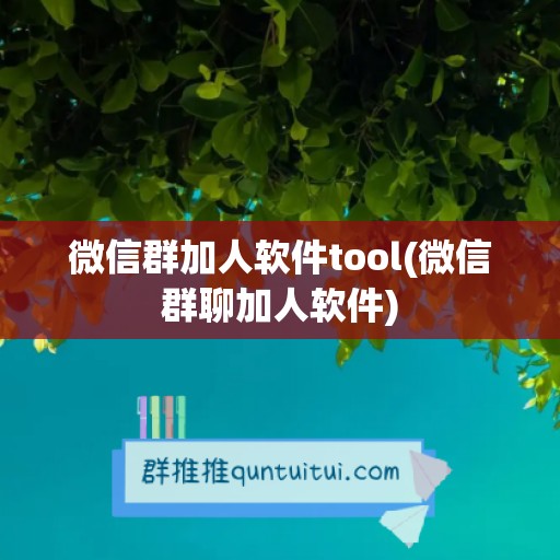 微信群加人软件tool(微信群聊加人软件)