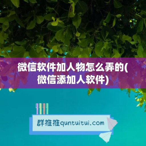 微信软件加人物怎么弄的(微信添加人软件)