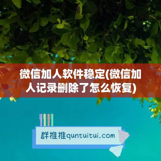 微信加人软件稳定(微信加人记录删除了怎么恢复)