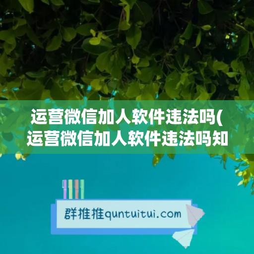 运营微信加人软件违法吗(运营微信加人软件违法吗知乎)