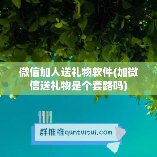 微信加人送礼物软件(加微信送礼物是个套路吗)