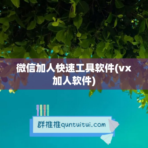 微信加人快速工具软件(vx加人软件)