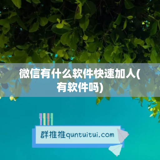 微信有什么软件快速加人(有软件吗)