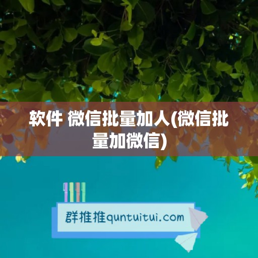 软件 微信批量加人(微信批量加微信)