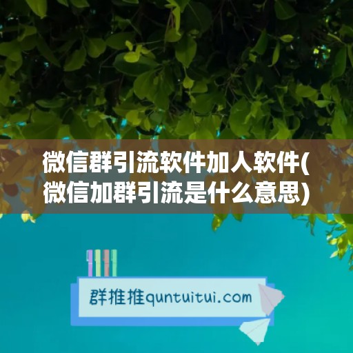 微信群引流软件加人软件(微信加群引流是什么意思)