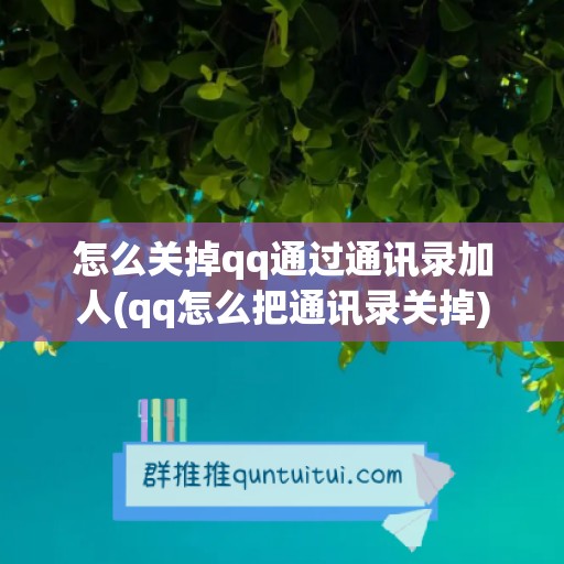 怎么关掉qq通过通讯录加人(qq怎么把通讯录关掉)