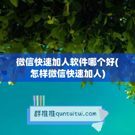 微信快速加人软件哪个好(怎样微信快速加人)