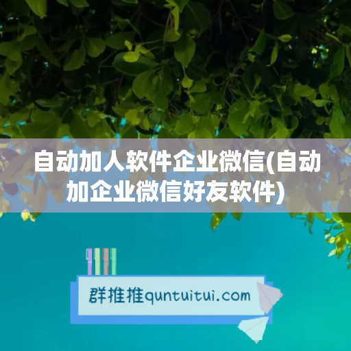 自动加人软件企业微信(自动加企业微信好友软件)