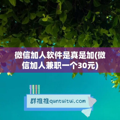 微信加人软件是真是加(微信加人兼职一个30元)