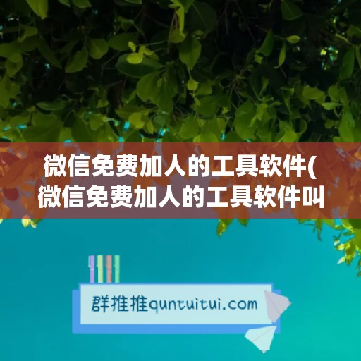 微信免费加人的工具软件(微信免费加人的工具软件叫什么)