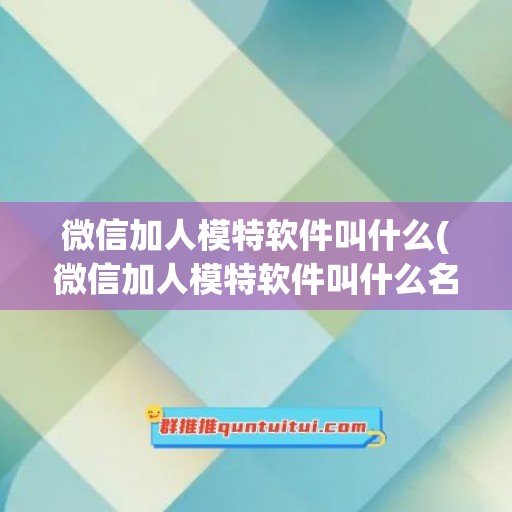 微信加人模特软件叫什么(微信加人模特软件叫什么名字)