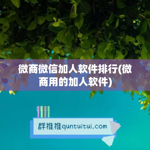 微商微信加人软件排行(微商用的加人软件)