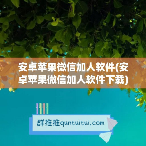 安卓苹果微信加人软件(安卓苹果微信加人软件下载)