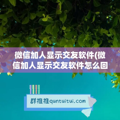 微信加人显示交友软件(微信加人显示交友软件怎么回事)