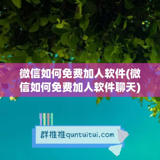 微信如何免费加人软件(微信如何免费加人软件聊天)