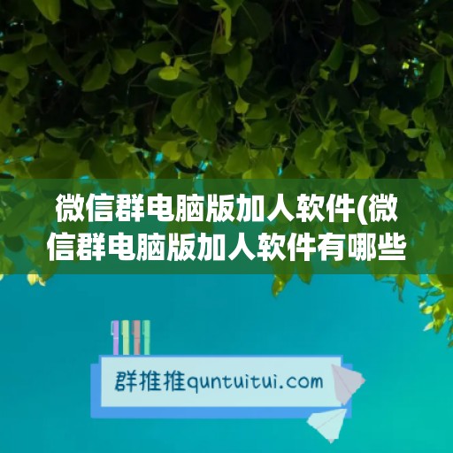 微信群电脑版加人软件(微信群电脑版加人软件有哪些)