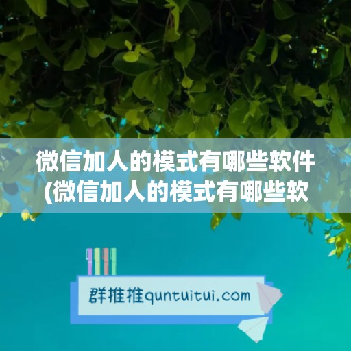 微信加人的模式有哪些软件(微信加人的模式有哪些软件可以用)