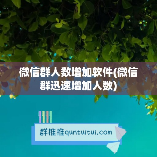 微信群人数增加软件(微信群迅速增加人数)