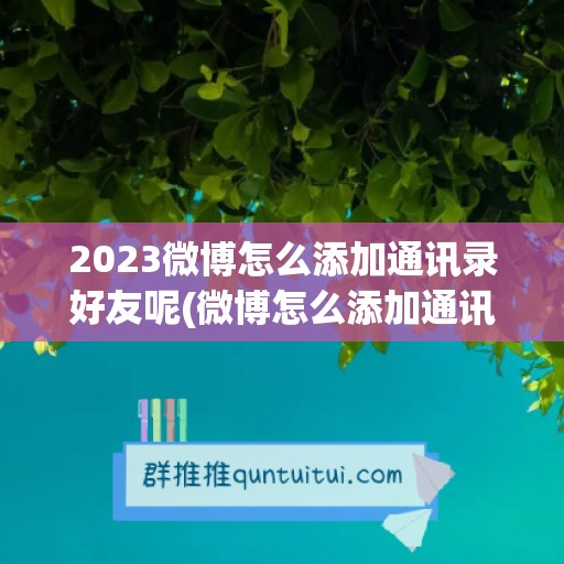 2023微博怎么添加通讯录好友呢(微博怎么添加通讯录朋友)