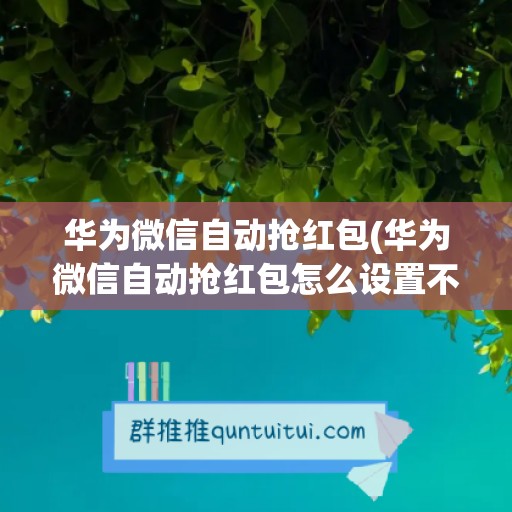 华为微信自动抢红包(华为微信自动抢红包怎么设置不了)