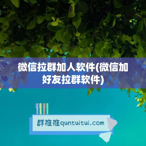 微信拉群加人软件(微信加好友拉群软件)