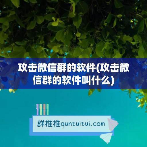 攻击微信群的软件(攻击微信群的软件叫什么)