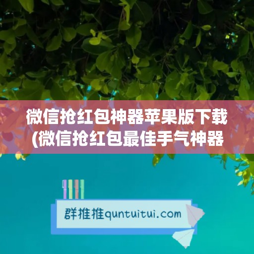 微信抢红包神器苹果版下载(微信抢红包最佳手气神器)