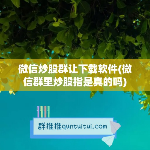 微信炒股群让下载软件(微信群里炒股指是真的吗)