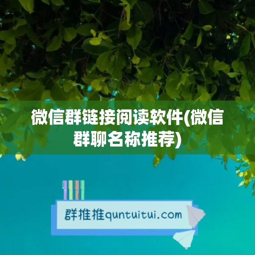 微信群链接阅读软件(微信群聊名称推荐)