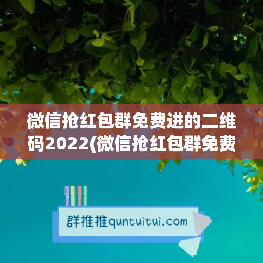 微信抢红包群免费进的二维码2022(微信抢红包群免费进的二维码2023)