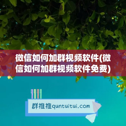 微信如何加群视频软件(微信如何加群视频软件免费)