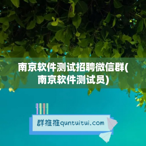 南京软件测试招聘微信群(南京软件测试员)