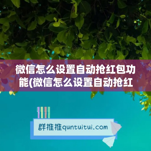 微信怎么设置自动抢红包功能(微信怎么设置自动抢红包功能华为手机)