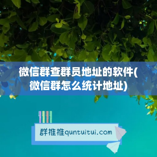 微信群查群员地址的软件(微信群怎么统计地址)