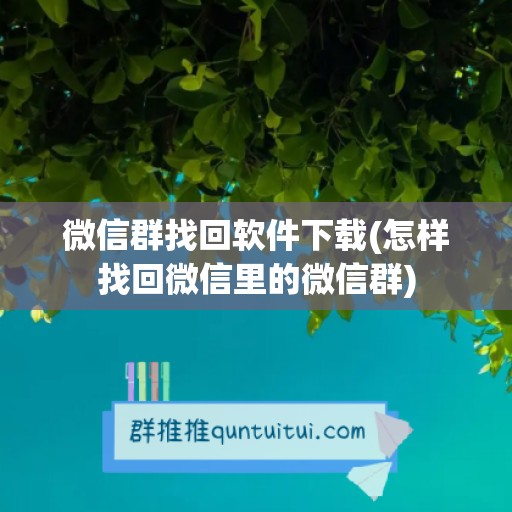 微信群找回软件下载(怎样找回微信里的微信群)