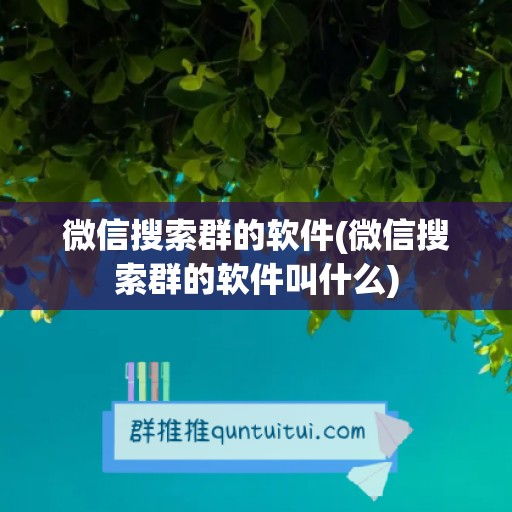 微信搜索群的软件(微信搜索群的软件叫什么)