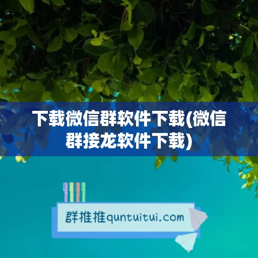 下载微信群软件下载(微信群接龙软件下载)