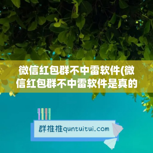 微信红包群不中雷软件(微信红包群不中雷软件是真的吗)