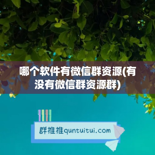 哪个软件有微信群资源(有没有微信群资源群)