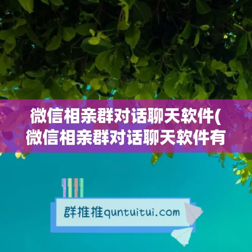 微信相亲群对话聊天软件(微信相亲群对话聊天软件有哪些)