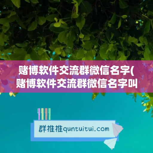 赌博软件交流群微信名字(赌博软件交流群微信名字叫什么)