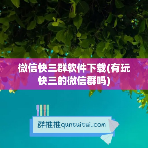 微信快三群软件下载(有玩快三的微信群吗)