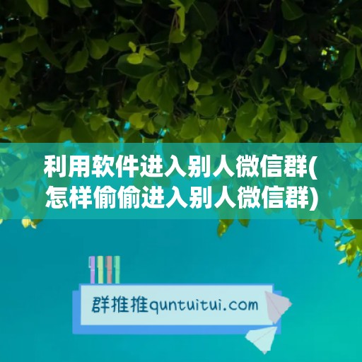 利用软件进入别人微信群(怎样偷偷进入别人微信群)