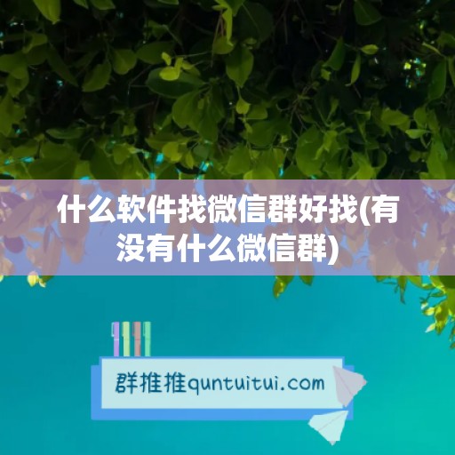 什么软件找微信群好找(有没有什么微信群)