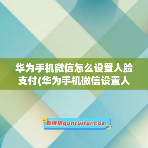 华为手机微信怎么设置人脸支付(华为手机微信设置人脸支付怎么设置)