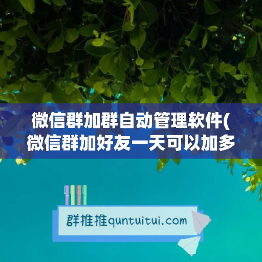 微信群加群自动管理软件(微信群加好友一天可以加多少人)