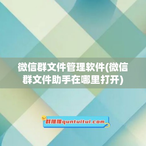 微信群文件管理软件(微信群文件助手在哪里打开)