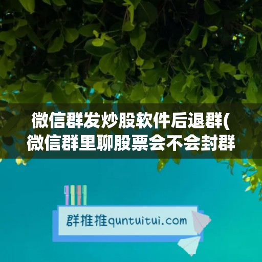 微信群发炒股软件后退群(微信群里聊股票会不会封群)