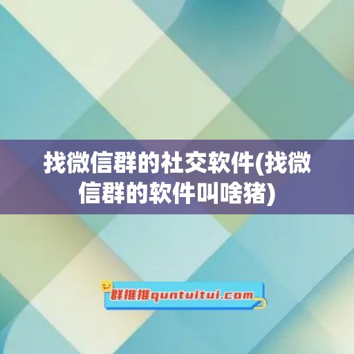 找微信群的社交软件(找微信群的软件叫啥猪)