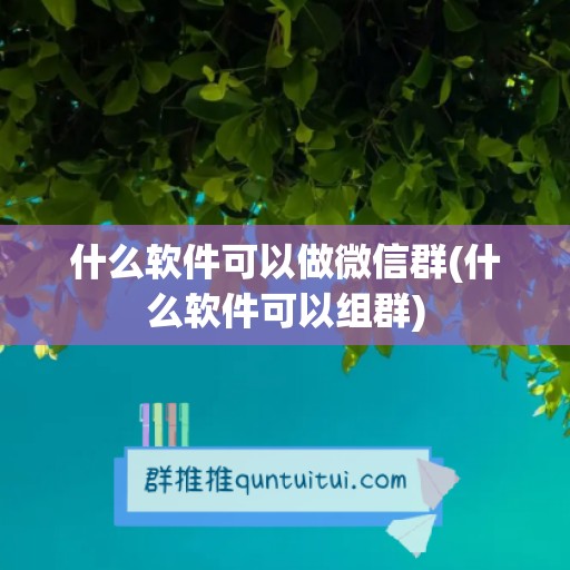 什么软件可以做微信群(什么软件可以组群)